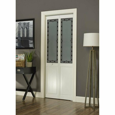 PARCHE 24 x 80 in. Half Glass Craftsman Bifold Door, Unfinished Pine PA3583030